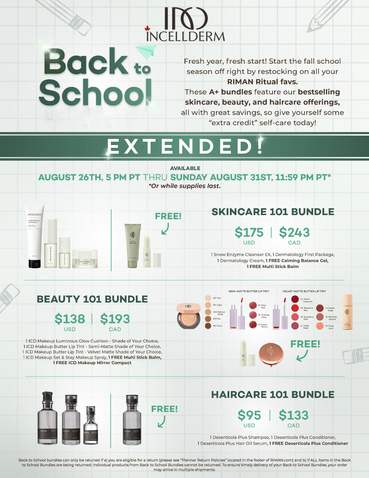 Incellderm Special - Back to School Promotion - Extended